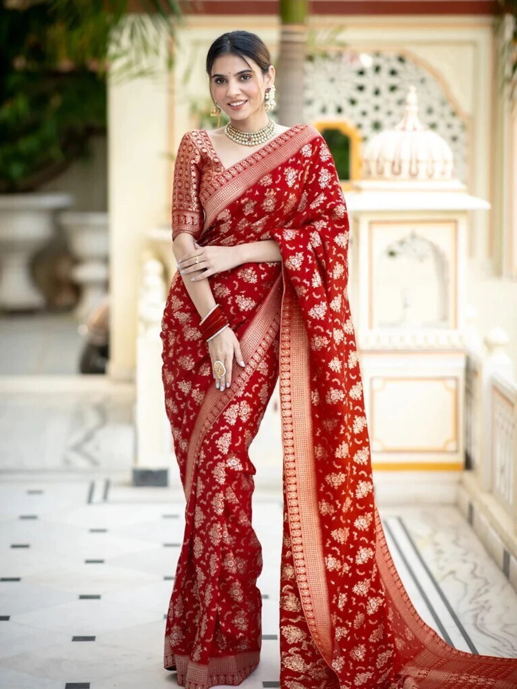 Woven Banarasi Jacquard, Art Silk Saree
